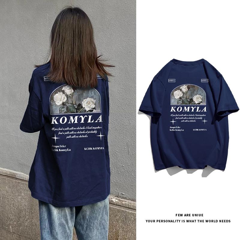 

Хлопковая футболка с короткими рукавами и цветочным принтом в стиле ретро, ​​женский свободный топ