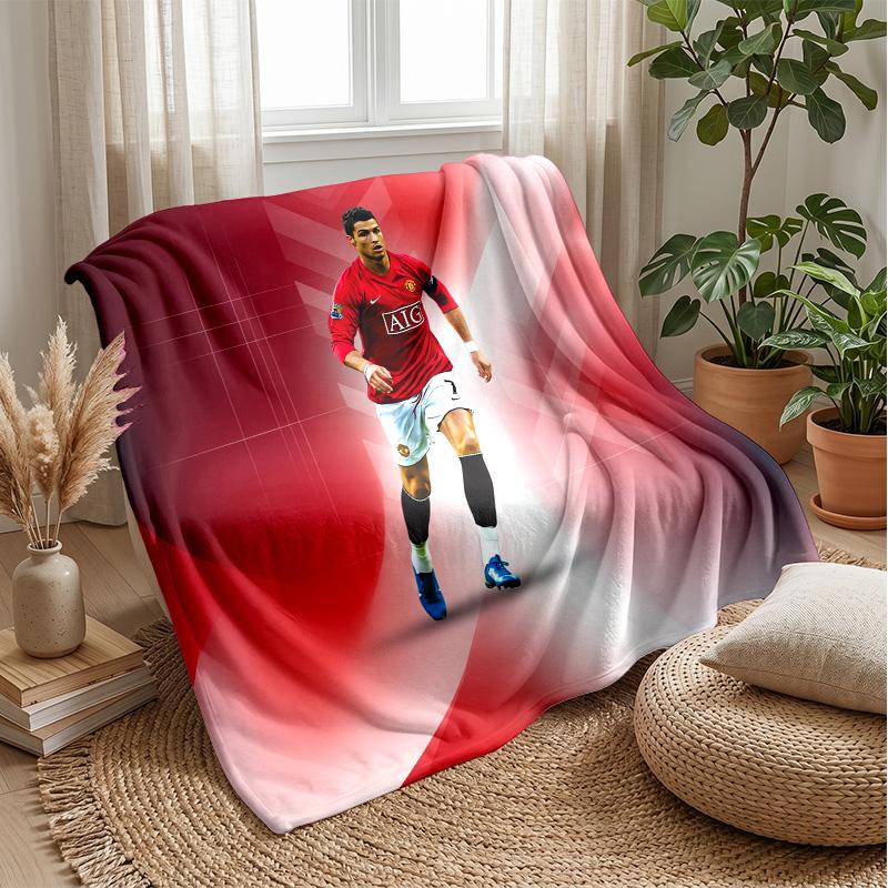 Cristiano Ronaldo Aufdruck Flanelldecke Hautfreundlich Warm Dekorativer Überwurf für Innen Couch Bett Tägliche Nutzung