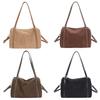 Soft Matte Suede Leather Tote Handbag Large Capacity Top-Handle Bag Boston Shoulder Bag Vintage Crossbody Bag Pillow Square Bag