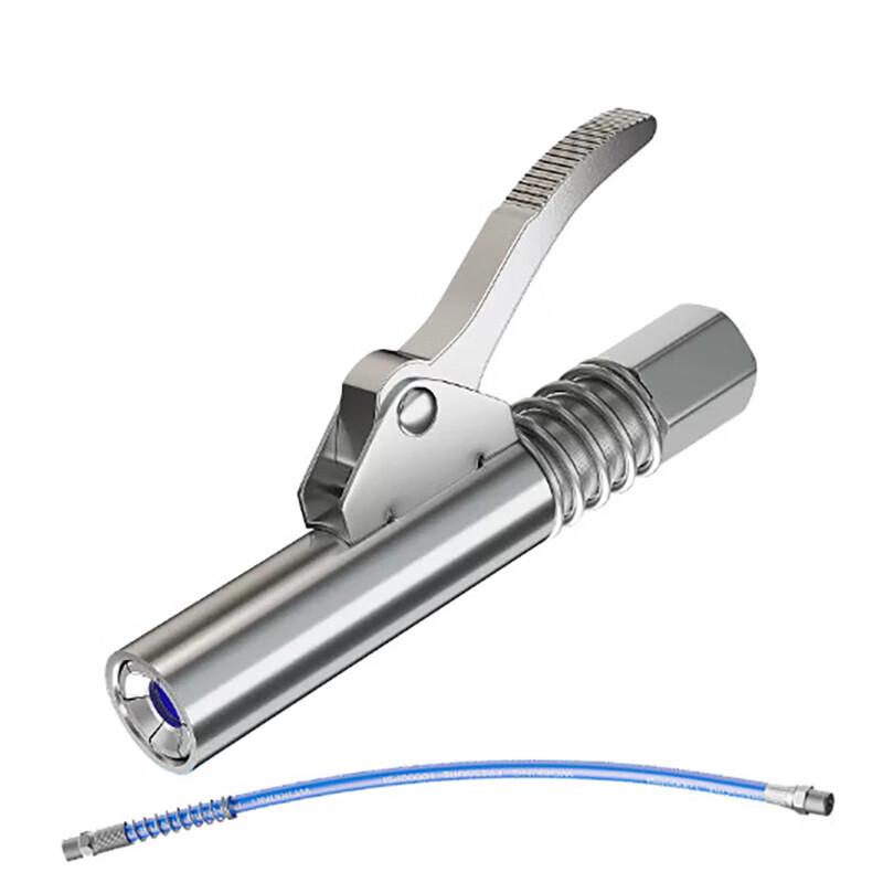High-Pressure Grease Gun Nozzle & Lock Clamp Single Handle Nozzle + 30CM Black Tube