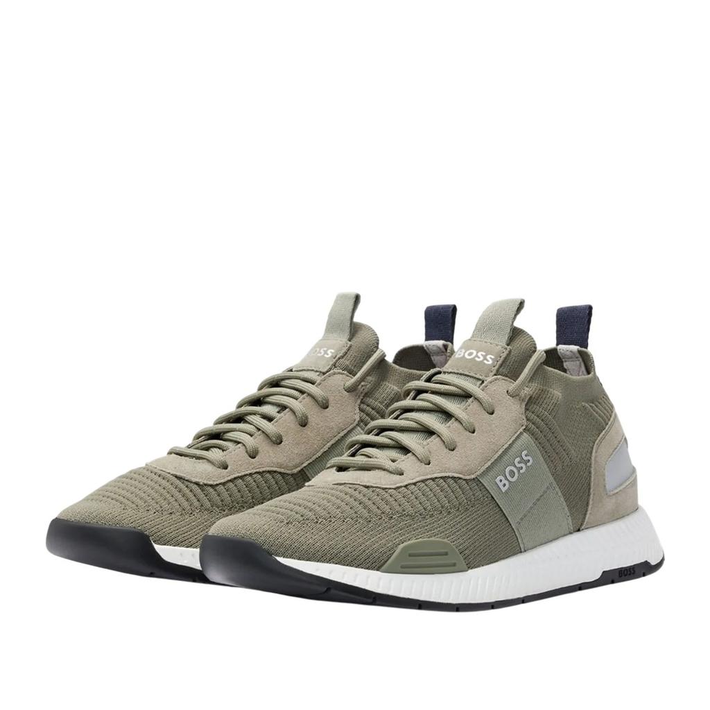 Boss Mens Titanium Suede Panel Running Trainers