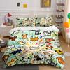 Cute Cats and Dogs Pattern Art Bedding Duvet Cover Set Duvet Cover Pillowcases (1*Duvet Cover 2*Pillowcases, Without Duvet Insert)