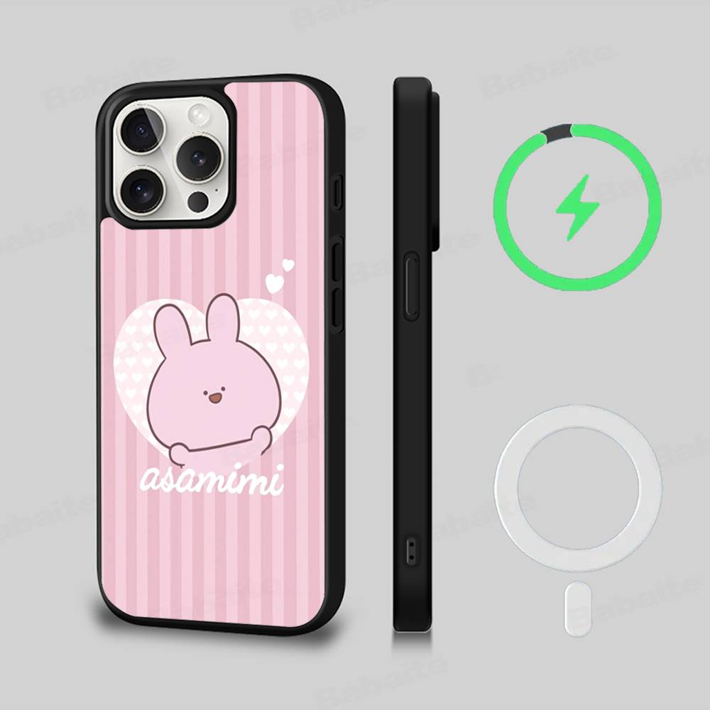 Asamimichaan Asleep Cute Asamimi Magnetic Matte Phone Case For iPhone 16 17 15 14 13 12 11 For Magsafe Wireless Charge Cover