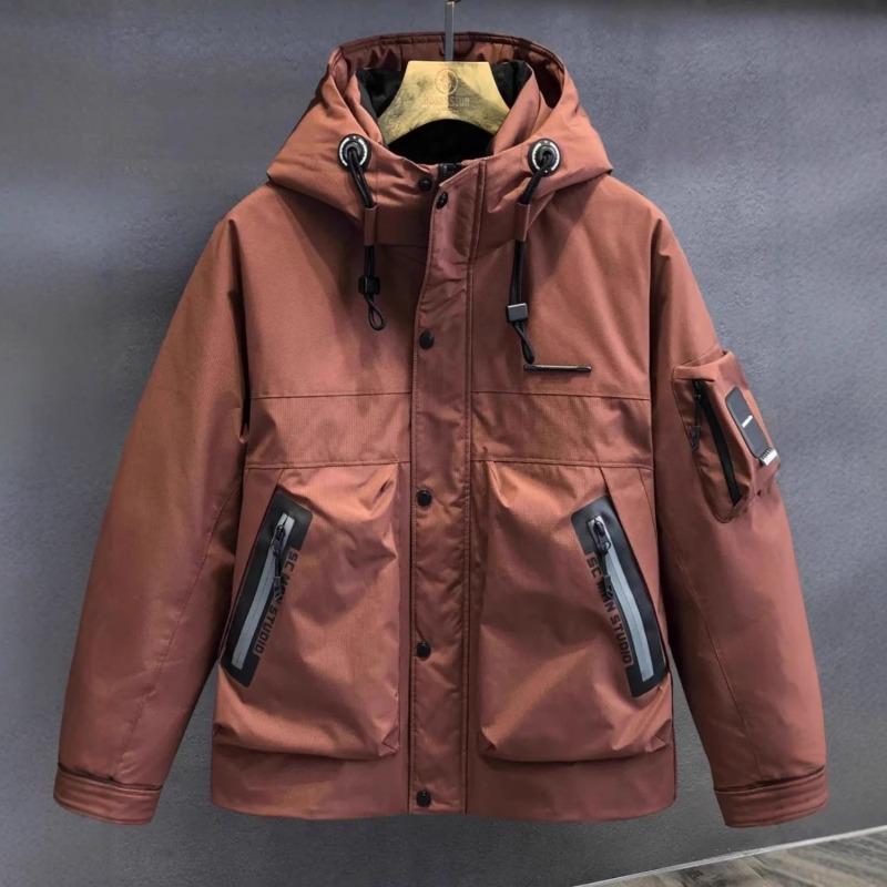 

Winter outdoor activities cold protection and warmth hard shell workwear thickened down jacket men s hooded jacket jacket cotton clothes 4XL красный