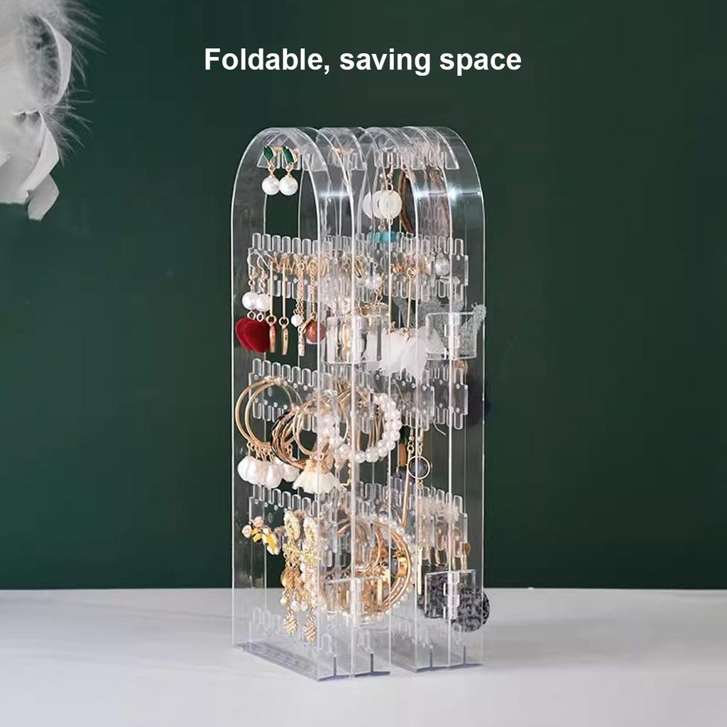 1pc Foldable Plastic Earring Stand, Transparent Earring Display Stand, Jewelry Storage Hanger, Women's Jewelry Storage Box