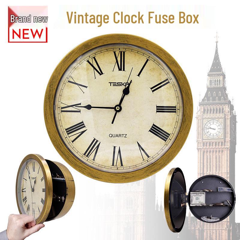 Silent Wall Clock with Hidden Storage for Home Decor