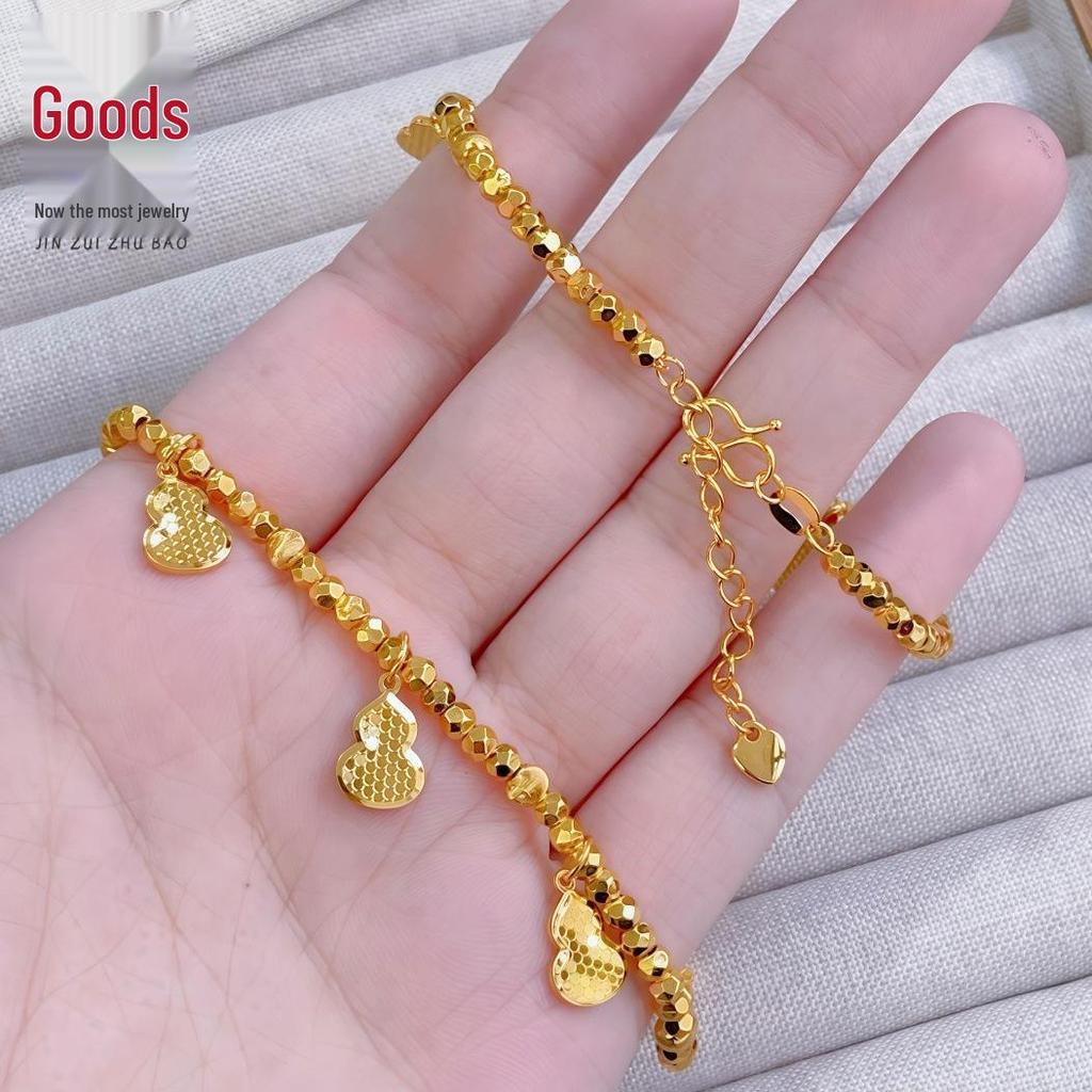 Gold Disco Bead Dragon Scale Bracelet Set – Peace, Blessing, Prosperity