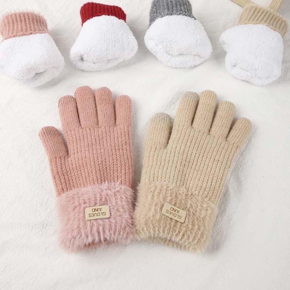 Winter Gloves Thickened Anti-cold Mittens Cute Knitted Gloves  Women