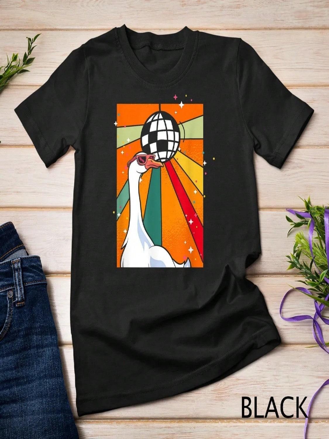 Funny Cool Farm Animal Disco Ball Sunglasses Retro Goose T Shirt S разноцветный
