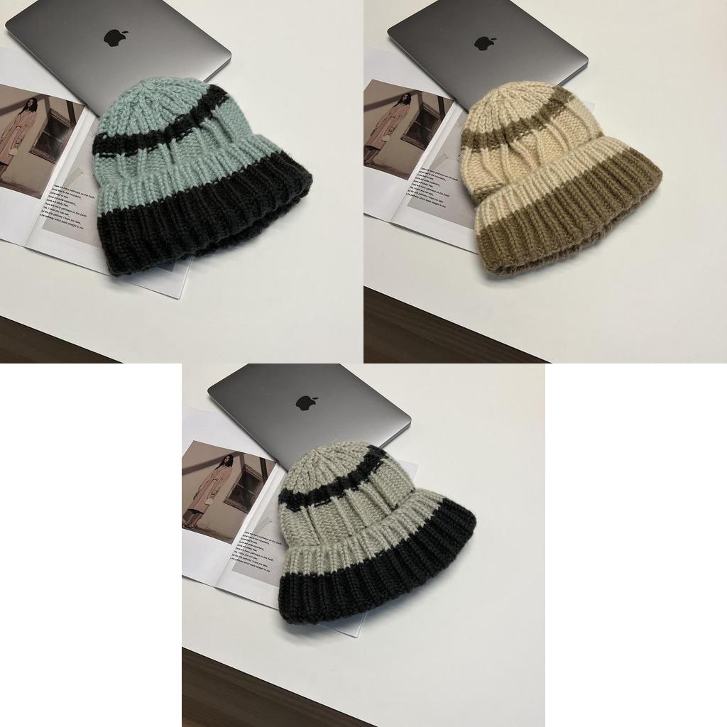 Big Head Circumference Japanese Style Woolen Hat Men Winter Warm Ear Protection Knitted Hat Women Face-lifting Pile Cap
