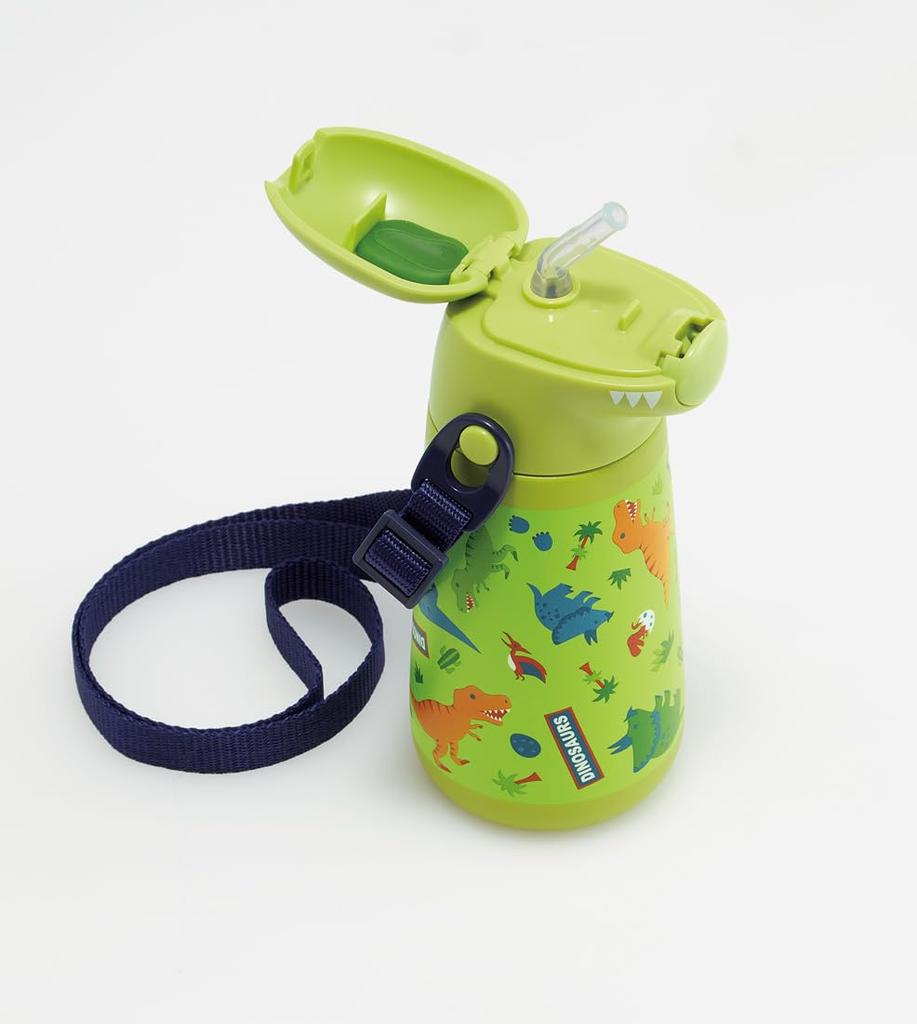 Skater 3D Stainless Steel Straw Water Bottle 370ml Vacuum Duplex Cold Storage Only Dinosaur Dinosaur SSH4D-A