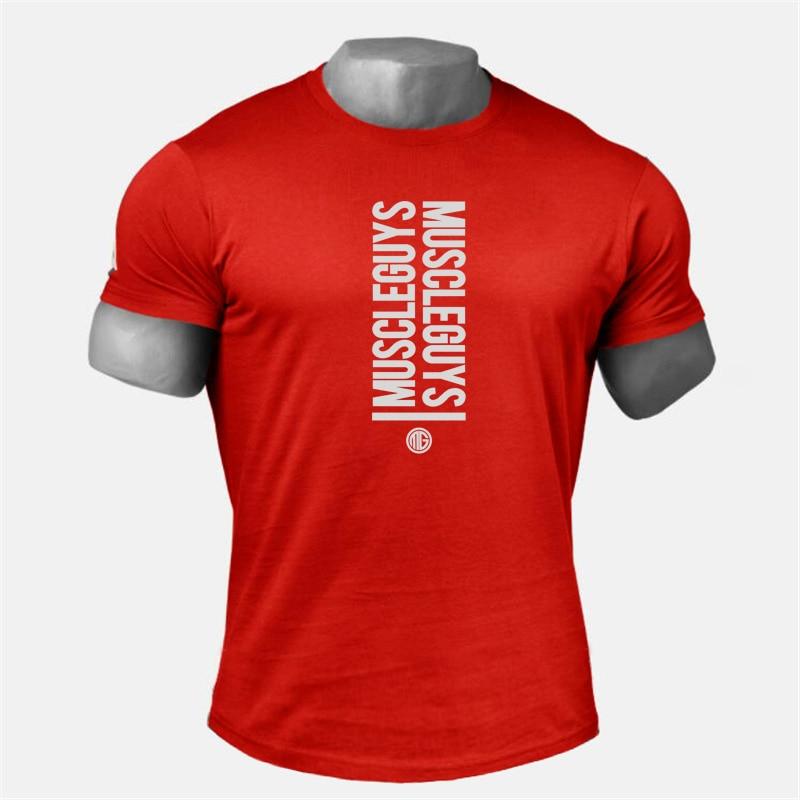 Muscleguys Herren Sport T-Shirt Kurzarm Sommer Muskeltraining Fitnessanzug Cool Bottom Top