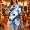 Women's Halloween Print 3/4 Sleeve Loose Fit Casual Top – Fun Holiday Party Tunic Blouse