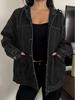 Women's Retro Black Hooded Denim Jacket - Early Spring Fashion for Europe