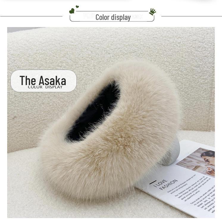 Damenhut aus Kunstfuchsfell mit Hohlkopf und Haarschmuck - Verdickt für Wärme