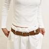 Layered Weaving Leather Belt ( Brown )