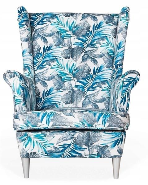 ARI PRINT Scandinavian Family Furniture Wing Chair, Grey-blue Leaves