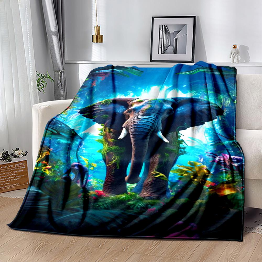 Colorful Elephant Garden Blanket Suitable for Offices, Travel, Living Rooms Also a Good Gift for Friends and Family Suitable for All Seasons.