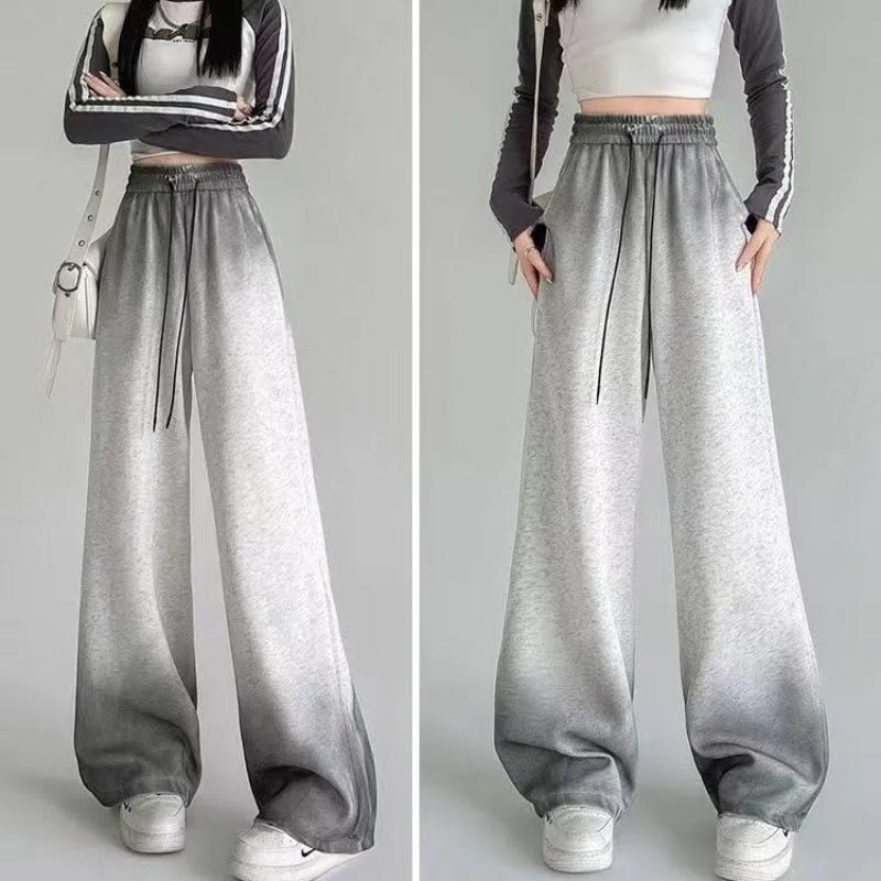 Women's Wide-leg Pants Korean Loose Fashion High-waist Gradient Tie-dye Straight-leg Sports Casual Pants Spring Autumn New Style