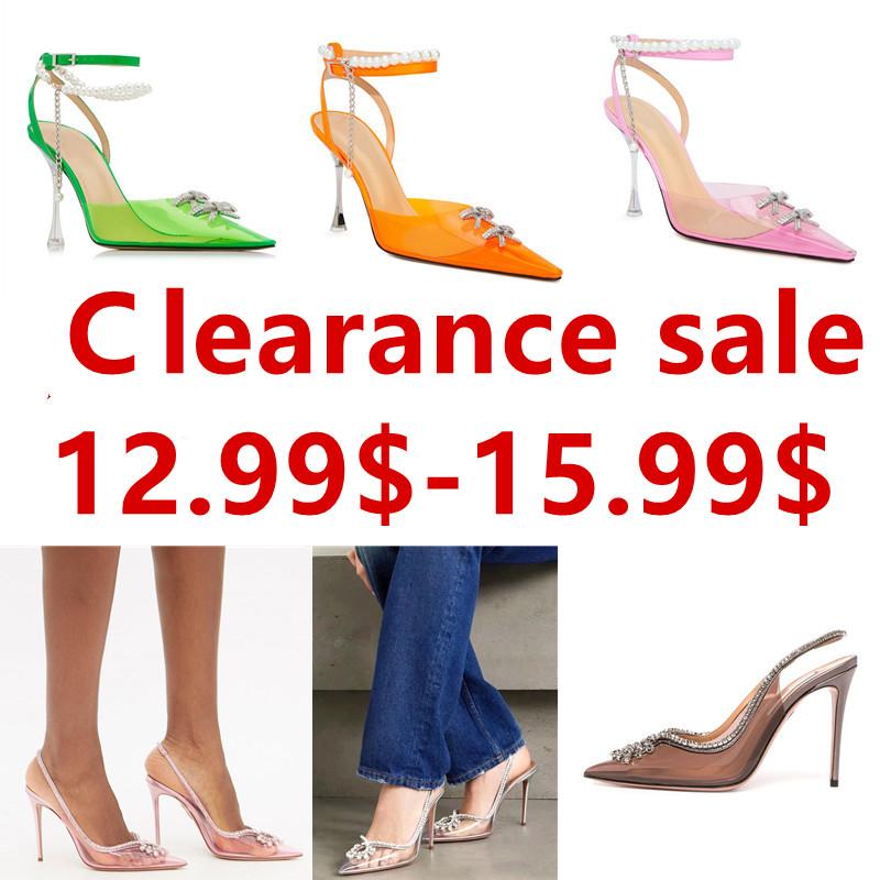 Fashion Fashion Women Pumps Sandals Summer Sexy Slingback High Heels Rhinestones Elegant Pointed Toe Transparent PVC Party Wedding Shoes