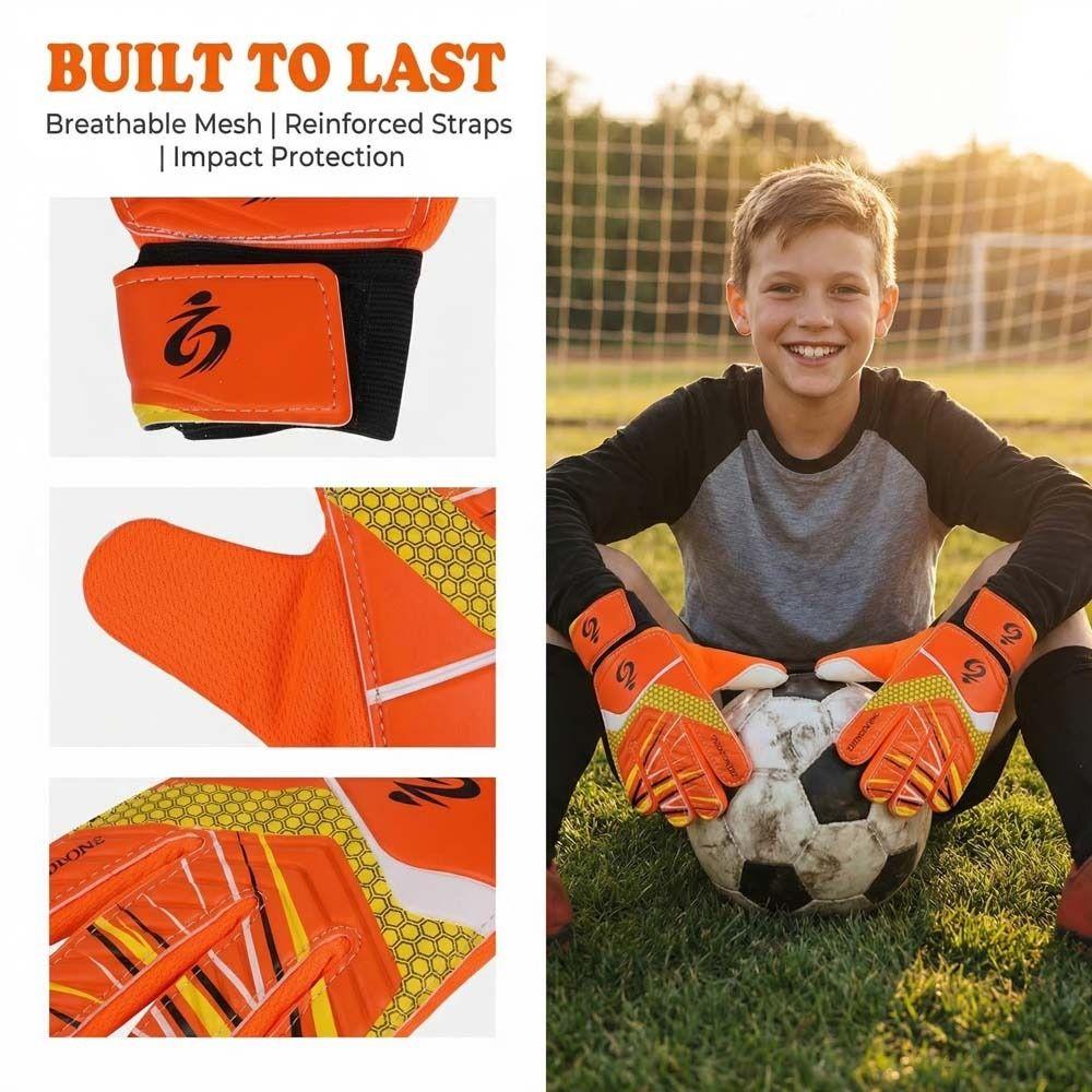 1 Pair Cushioning Kids Goalie Gloves Finger Protection Goalkeeper Gloves 5-16 Years Old Kids