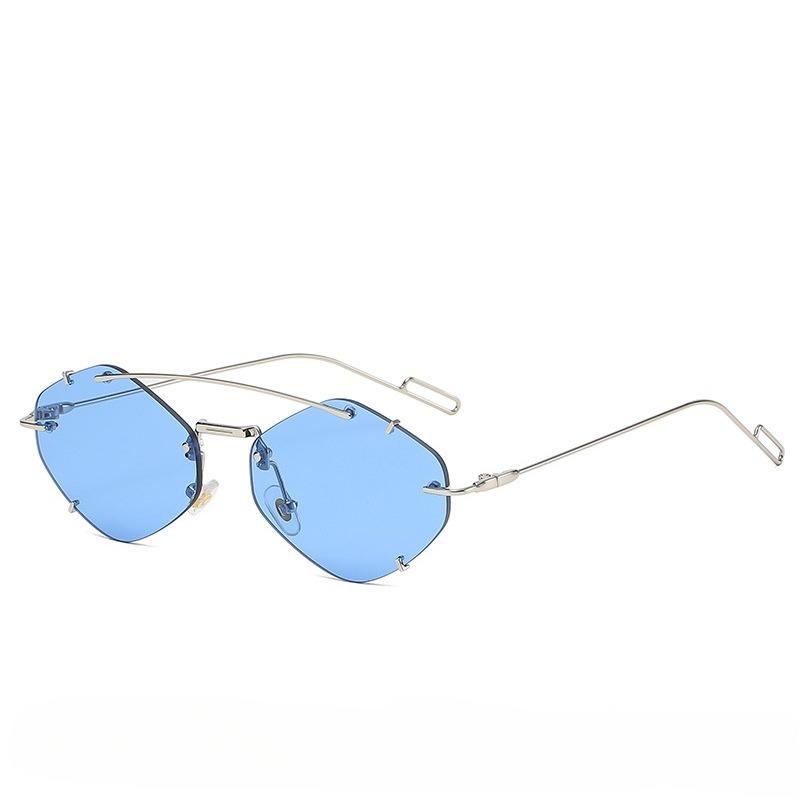 Fashion Sunglasses Women Rimless Shaped Sun Glasses Ocean Lenses Vintage Metal Frame Punk Eyewear