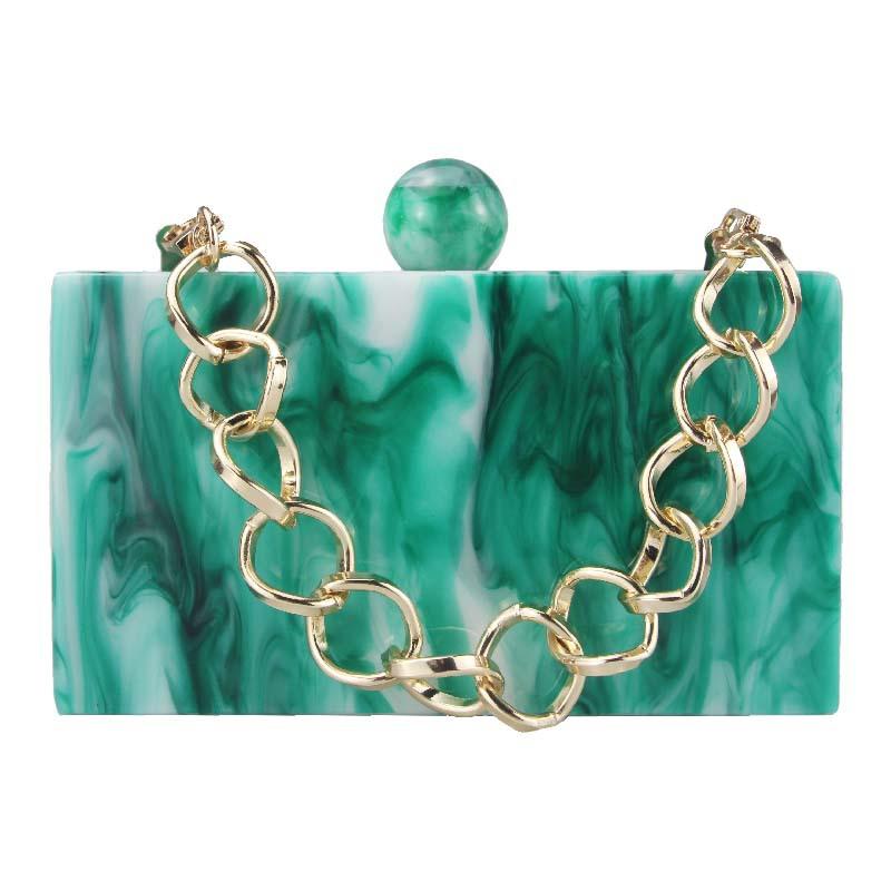 Acrylic Handbags Clutch Evening Bag Female Wedding Party Luxury Brand Designer Marble Square Shoulder Crossbody Women's Bags