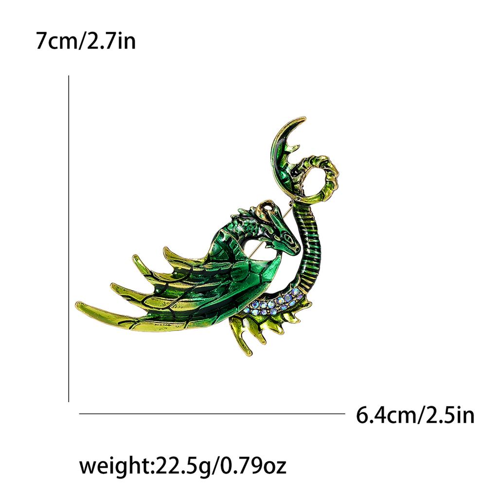 Enamel Dragon Pins for Women Rhinestone Flying Dragons Animal Brooch Banquet Party Backpack Gifts Jewelry Accessories