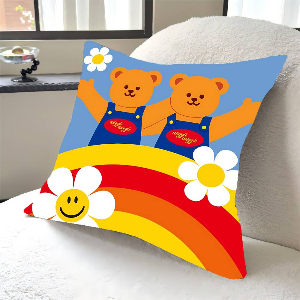 1PC W-Wiggle Wiggles Smile Flower Pillow Case Square  Bedroom Sofa Leisure Comfort Cushion Car Home Decoration Pillowcase 40x40