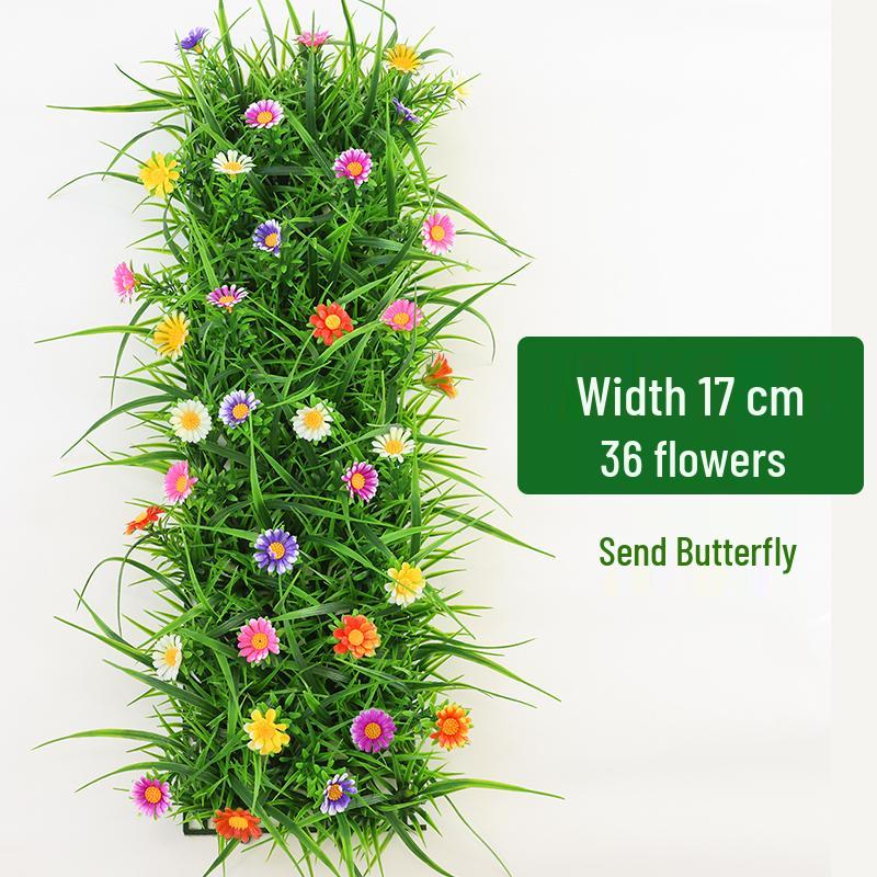Artificial Green Plant Wall with Flowers - Decorative Turf Mat for Landscaping and Windowsills