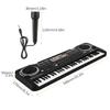 61 Keys USB Electronic Organ Kids Electric Piano with Microphone Black Digital Music Electronic