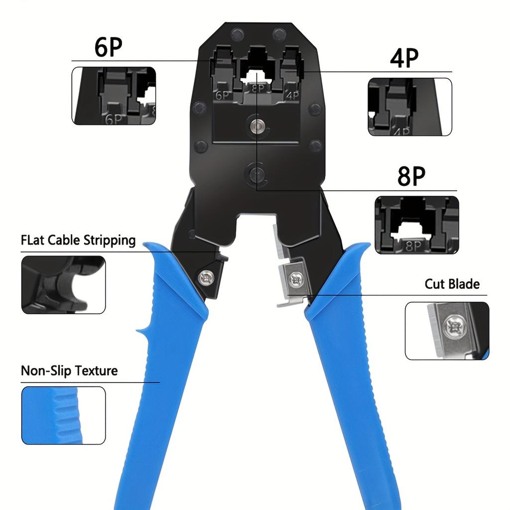 Network Crimper - Connector Crimper Pliers, for Network and TelephoneCables,Ethernet Crimping Hand Tools, Network Cable Tester