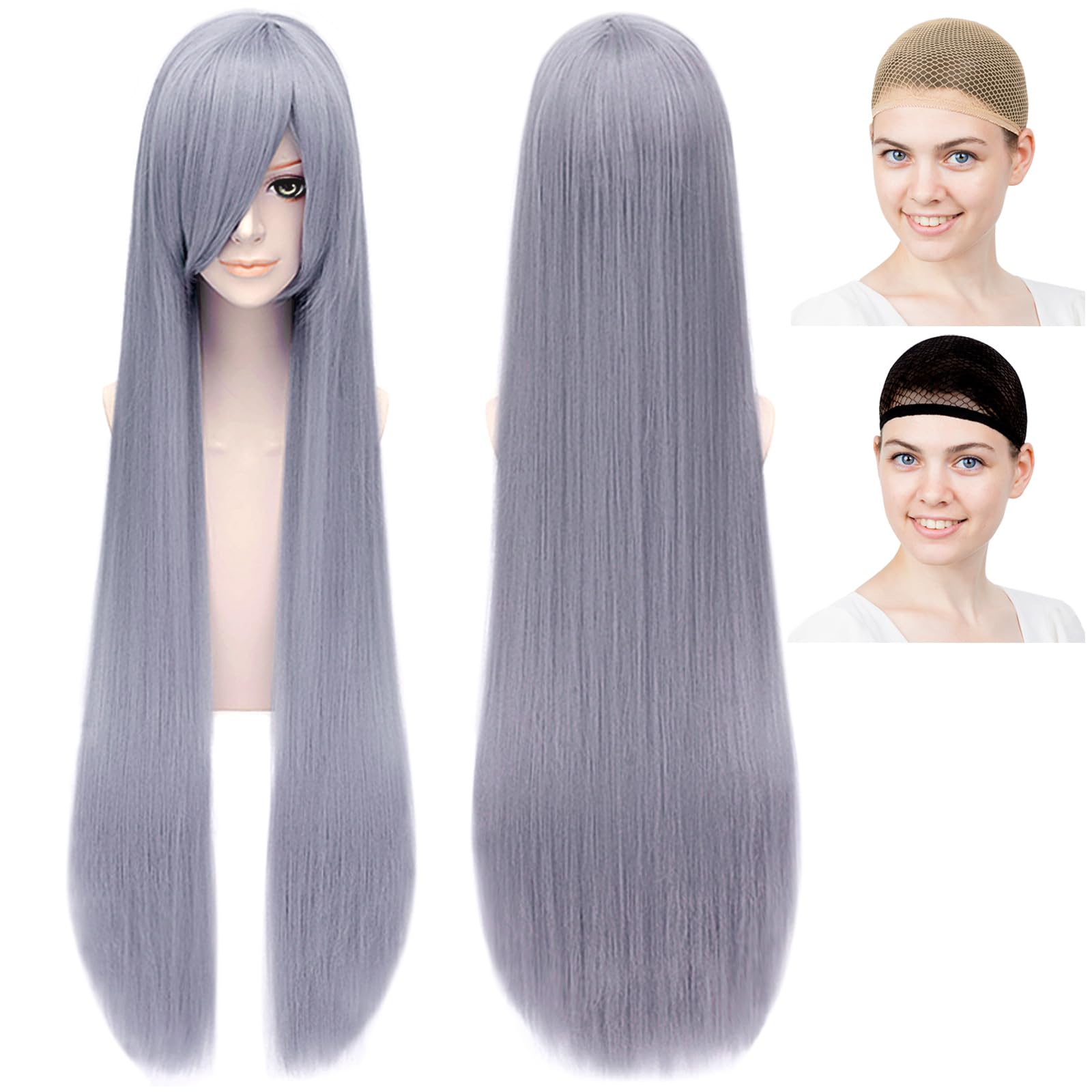 

Парик для косплея CaseEden, Премиум Гладкий Длинный 100см Темно-серебристый Волос, WIG6130