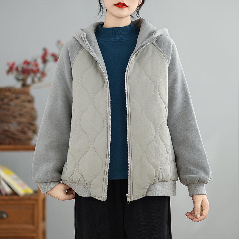 New Autumn/Winter Women's Korean-Style Thickened Hooded Jacket - Simple, Fashionable, and Warm.