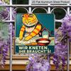 2D Flat, 1pc, Vintage Metal Aluminum Sign, Decorative Plaque and Ornament, Orange Cat Kitchen Baking Theme, Retro Humorous Style, Decoration for