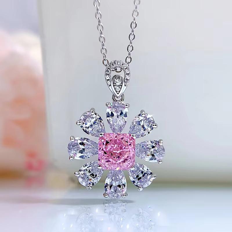 New S925 Flower 4 Carat Necklace Women's Jewelry Factory Direct Sales