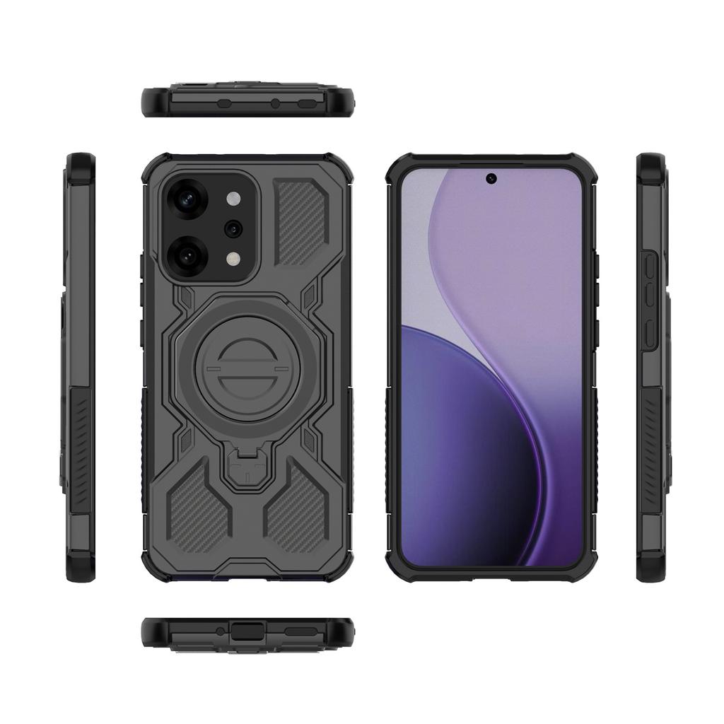 For Oppo Reno14 Pro 5G (Global) Magnetic Case Rotating Metal Kickstand PC+TPU Phone Back Cover