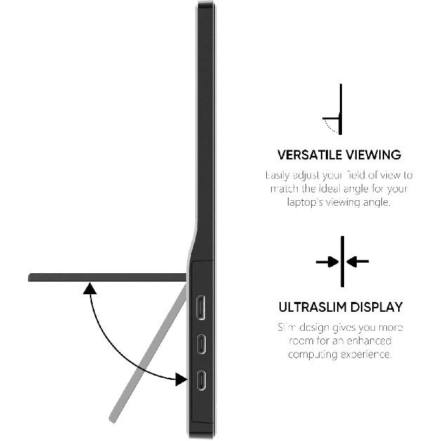 Portable Monitor 15.6 Inch 1080P USB-C HDMI Ultra-Slim Travel Monitor with Kickstand, for Laptop, PC, Mac Phone, PS, Xbox, Swich IPS Ultra-Thin Zero