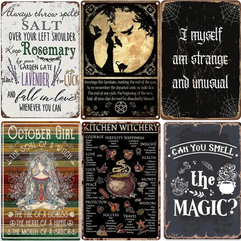 The House Witch Rules Halloween Halloween Decoration Metal Tin Sign Vintage Plaque Decor Wall Art Wall Room Home Restaurant