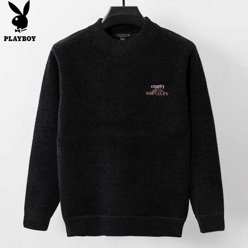 PLAYBOY Men's Thickened Fleece-Lined Knit Sweater