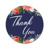 Darling Souvenir Pack Of 45 Pcs Round Chrysanthemum Floral Border Black Thank You Stickers-1.6