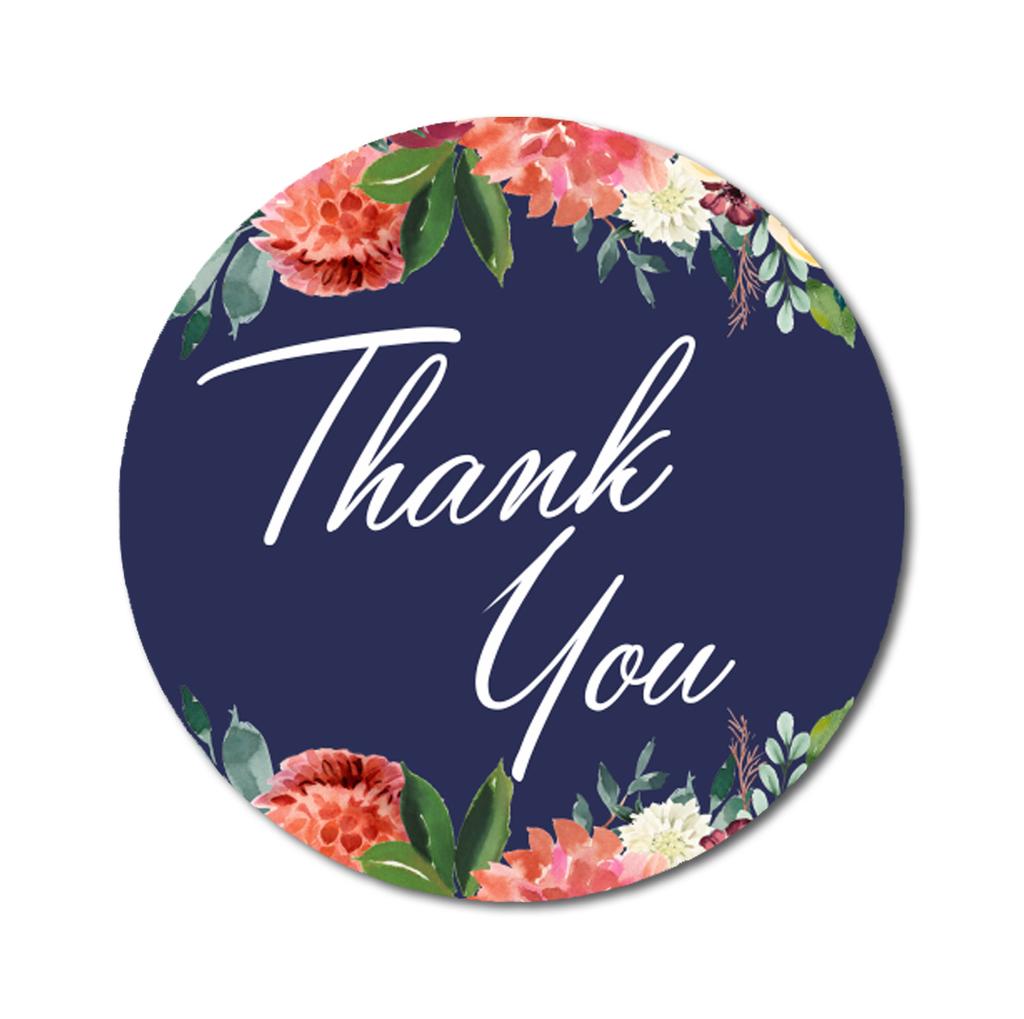 Darling Souvenir Pack Of 45 Pcs Round Chrysanthemum Floral Border Black Thank You Stickers-1.6