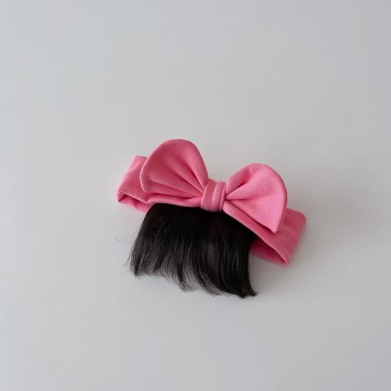 Baby Wig Headband with Bow Design Realistic Simulated Hair Material Secure Elastic Strap Baby Costume Hairband