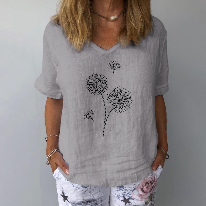 QICED Moda Donna Casual Manica Corta Scollo a V Bluse e Camicie