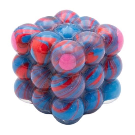 Pattern Beaded Cube Squeeze Toy Anxiety Relief Sensory Stress Toy Soft Stretchy синий