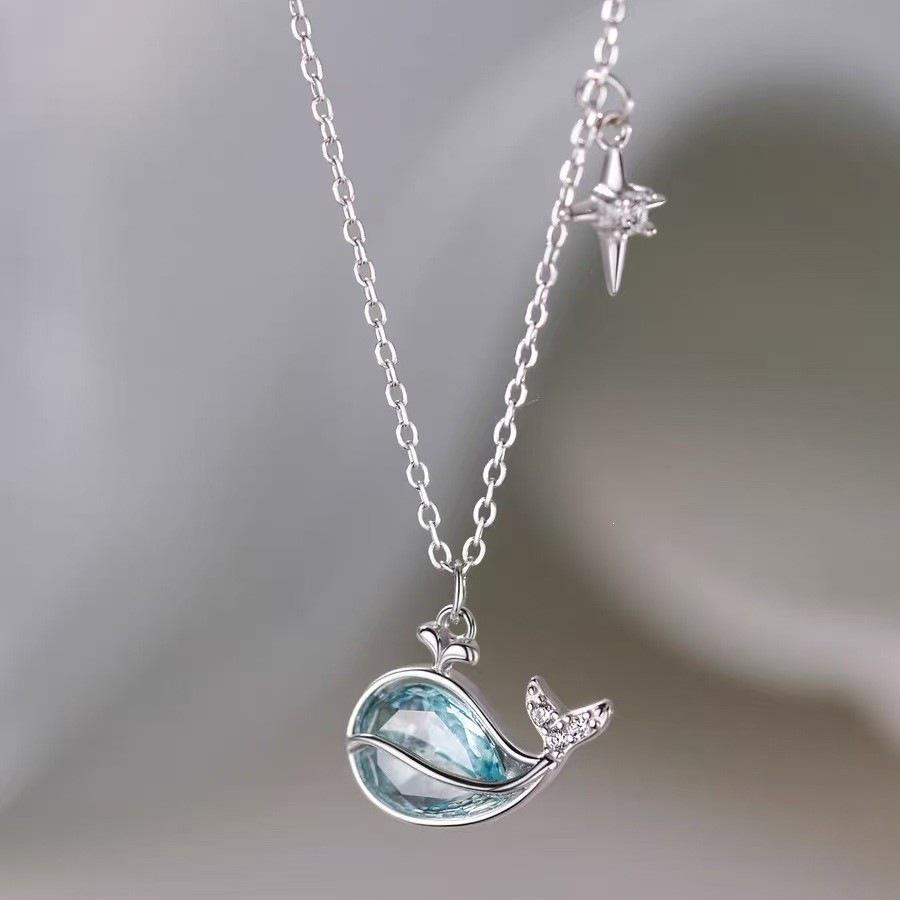 925 Sterling Silver Whale Pendant Necklace for Women - New 2025 High-End Light Luxury Clavicle Chain