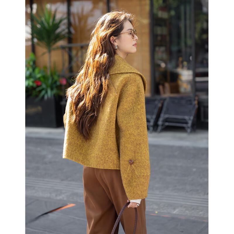 MokaNa Women's Elegant Winter Wool Blend Short Coat