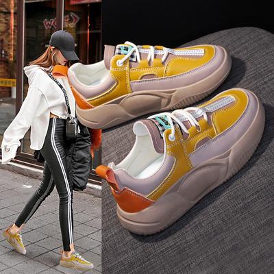 Spring and Autumn New High-end Retro Casual Shoes Comfortable and Versatile Thick-soled Shoes Color Matching Sneakers Women