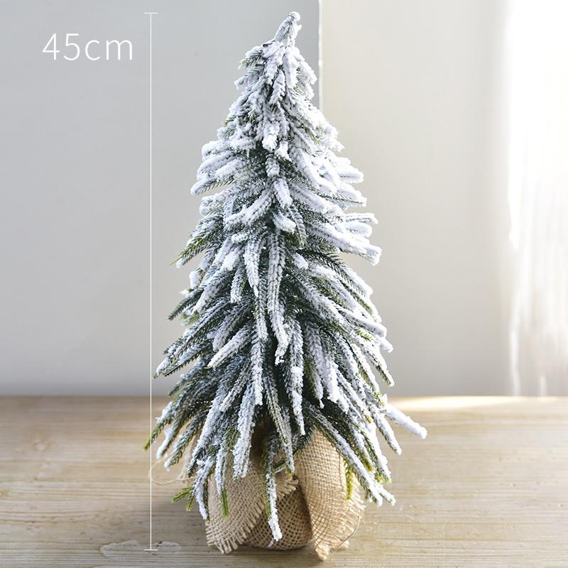 Christmas Tree Mini Pine Tree With Wood Base DIY Home Table Top Decor Christmas Artificial Frosted Sisal Small Trees Party Decor