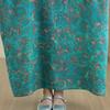 DIMANAF 2025 Women Plus Size Spring Long Dress Loose V-Neck Printing Vintage Casual Floral Oversize Long Sleeve 5033